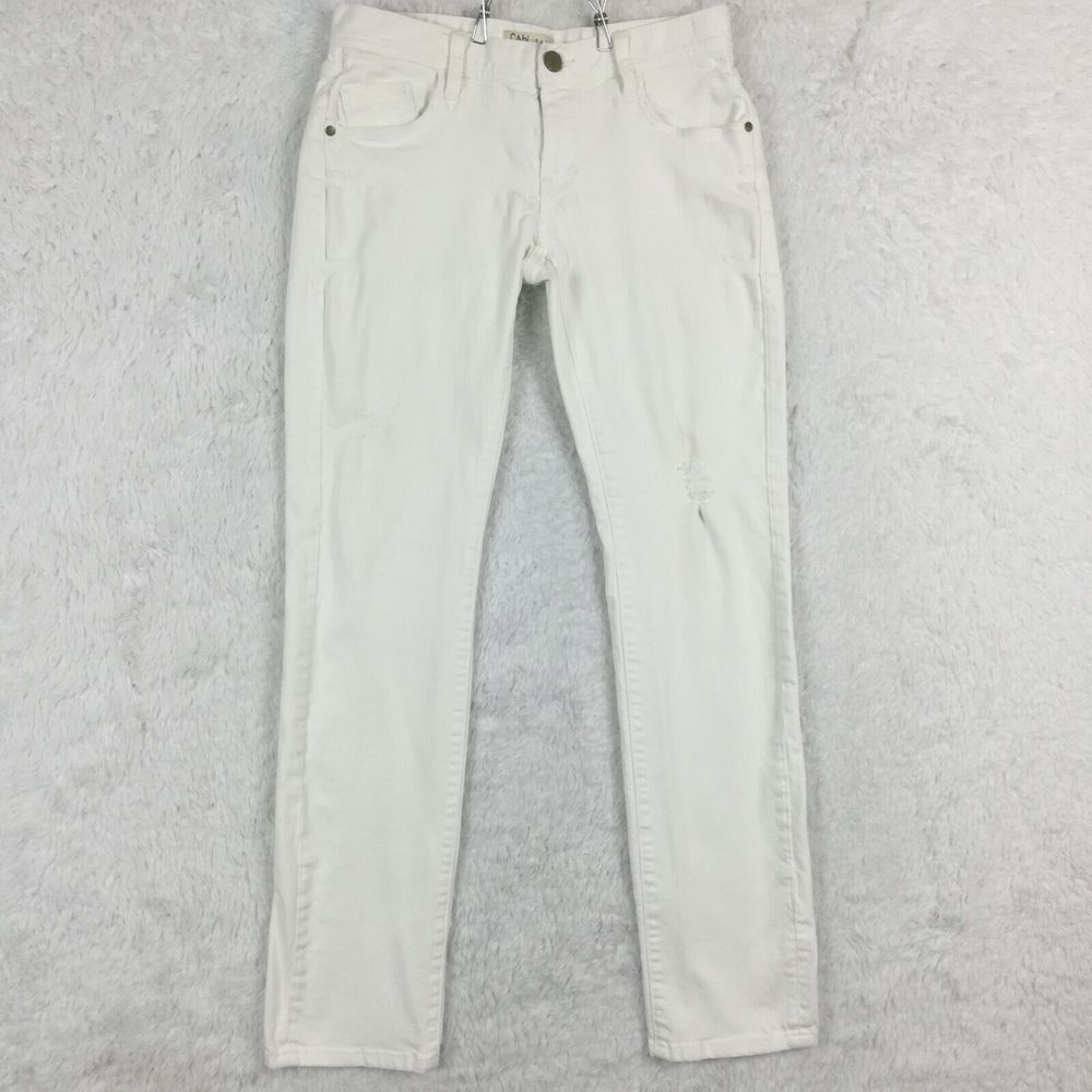 Cabi Womens Jeans Stella Straight Leg Denim White Distressed Low‎ Rise 2